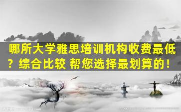 哪所大学雅思培训机构收费最低？综合比较 帮您选择最划算的！